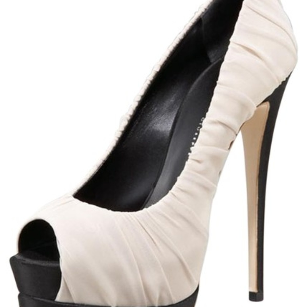 COPY - Giuseppe Zanotti Off White Ruched Chiffon …